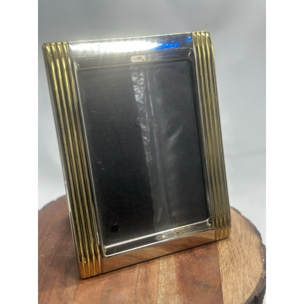 Vintage Brass & Silver Art Deco MCM Wedding Picture Frame Heavy